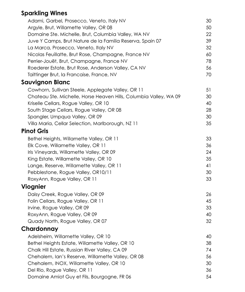 Wine List Continued