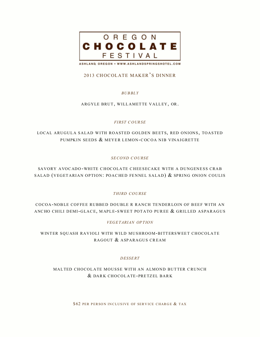 Chocolate Makers Dinner