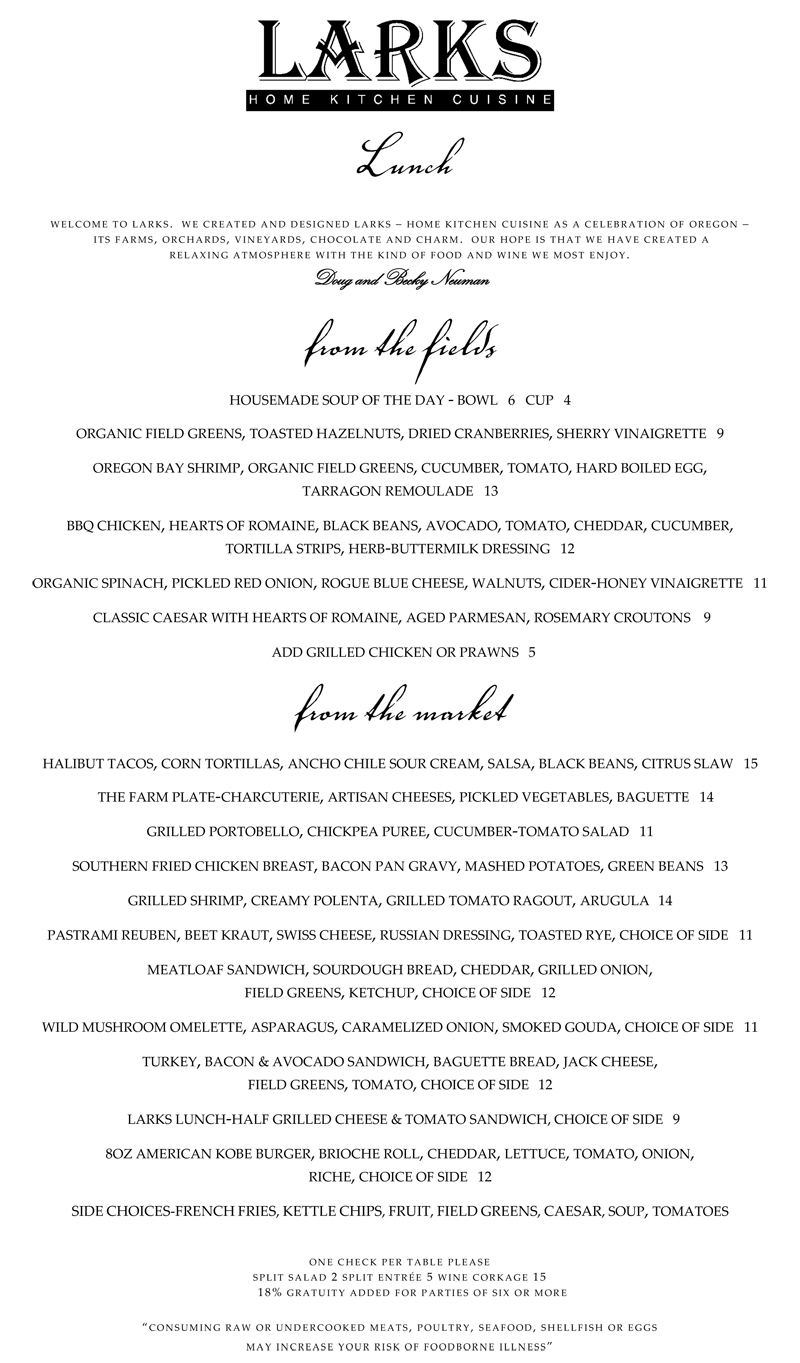 Lunch Menu