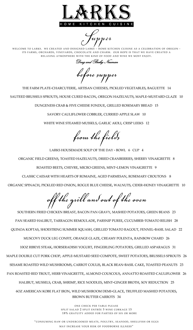 Supper Menu